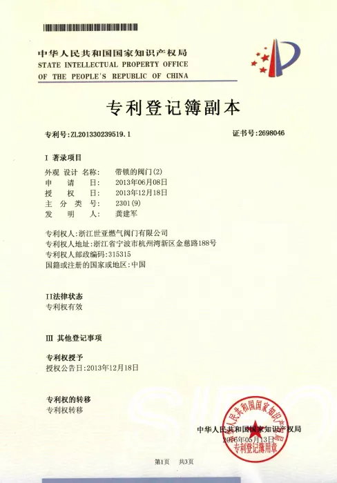 带锁的阀门2专利