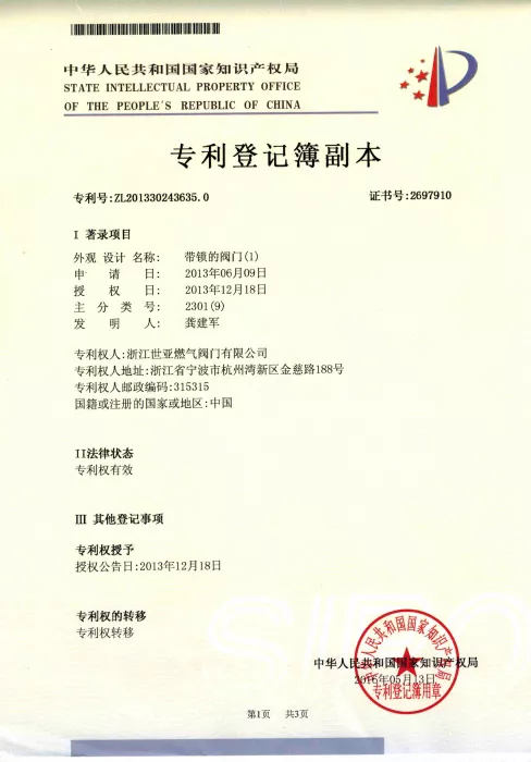 带锁的阀门1专利