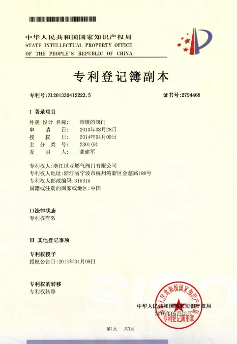 带锁的阀门2专利